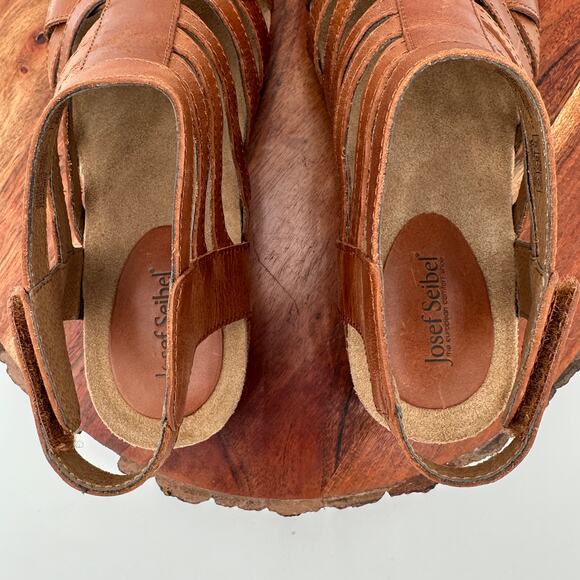 New Josef Seibel Hailey Gladiator Sandals EU 38 Camel Tan Leather Boho US 7-7.5 - Picture 6 of 10